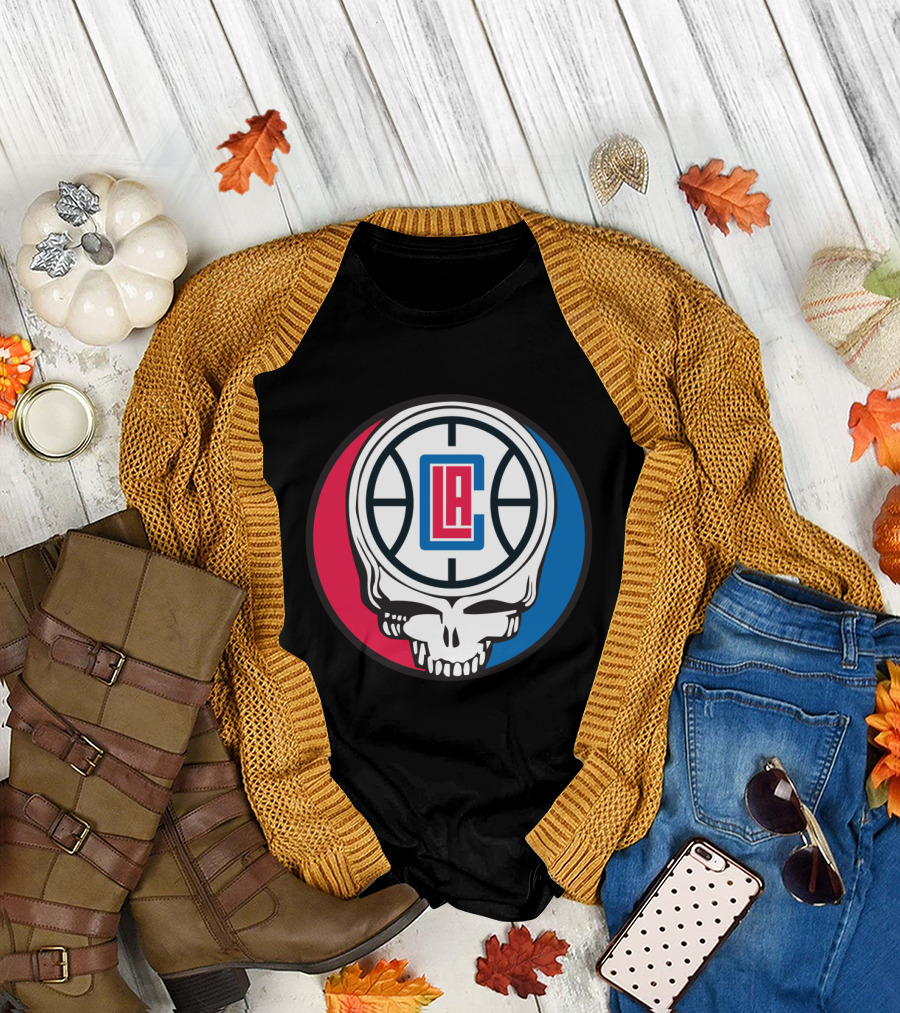 Grateful Dead La Clippers Skull Basketball T-Shirt