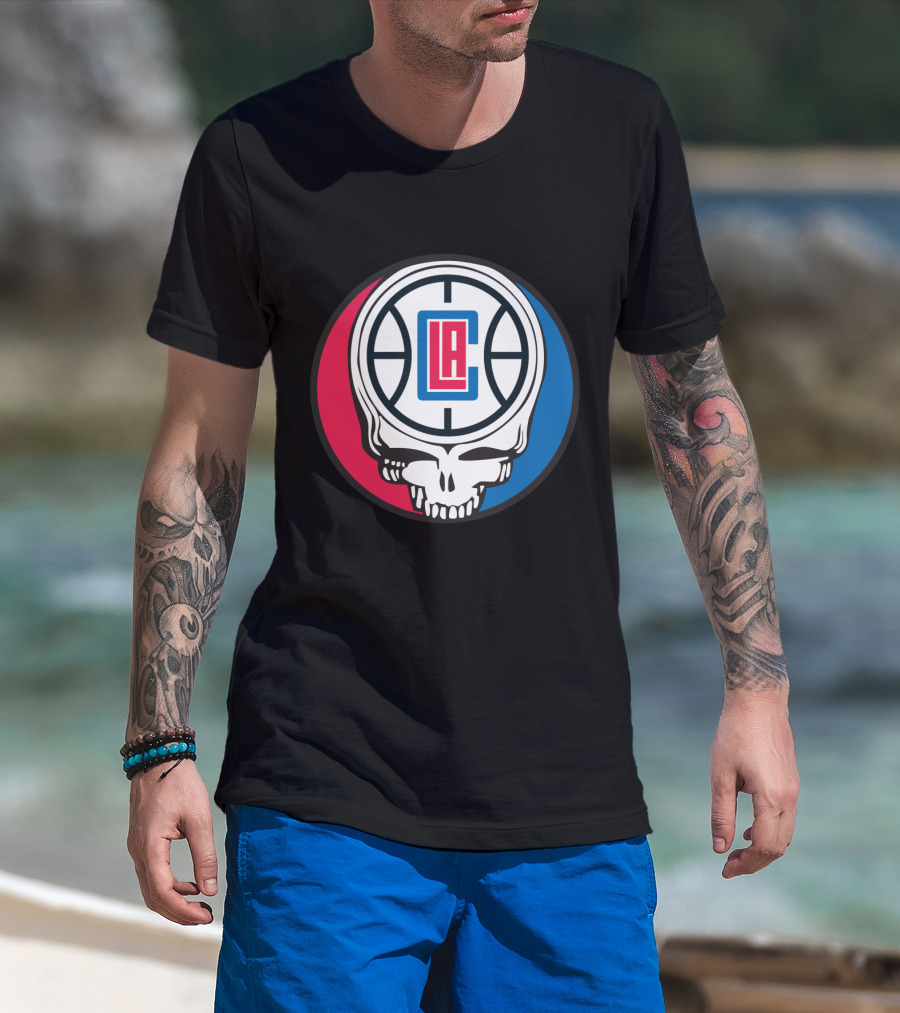 Grateful Dead La Clippers Skull Basketball T-Shirt