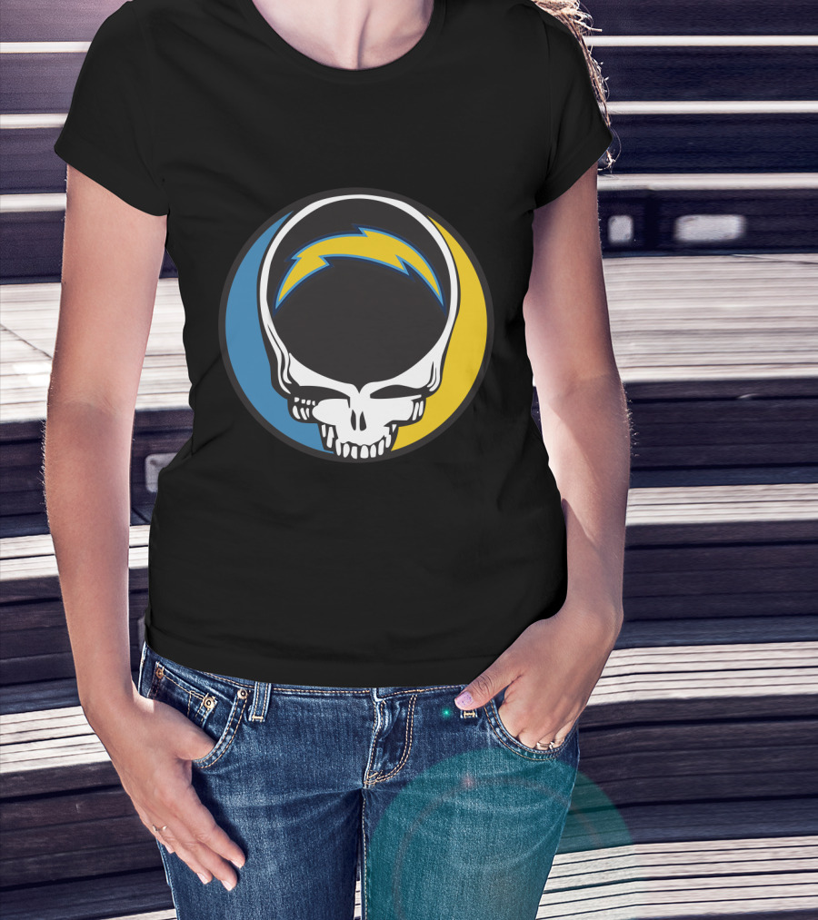 Grateful Dead And Los Angeles Chargers Logo Fusion For Fans T-Shirt