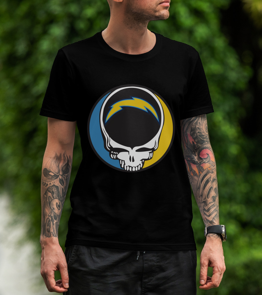 Grateful Dead And Los Angeles Chargers Logo Fusion For Fans T-Shirt