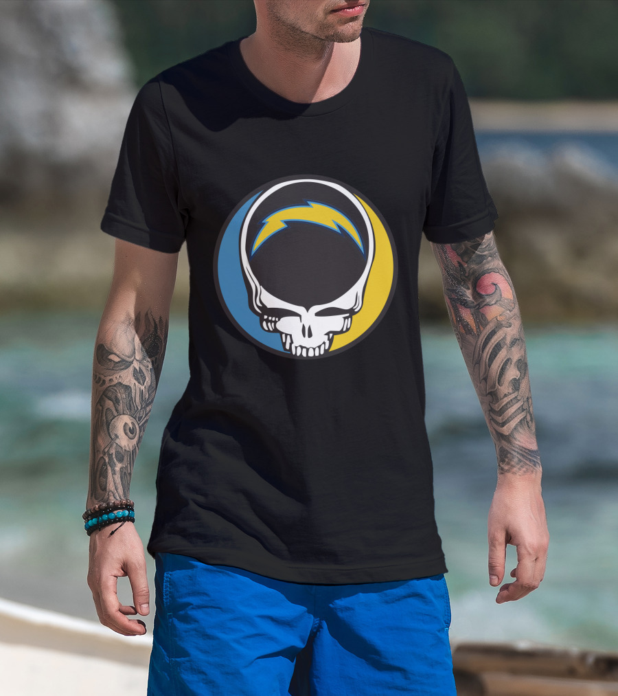Grateful Dead And Los Angeles Chargers Logo Fusion For Fans T-Shirt