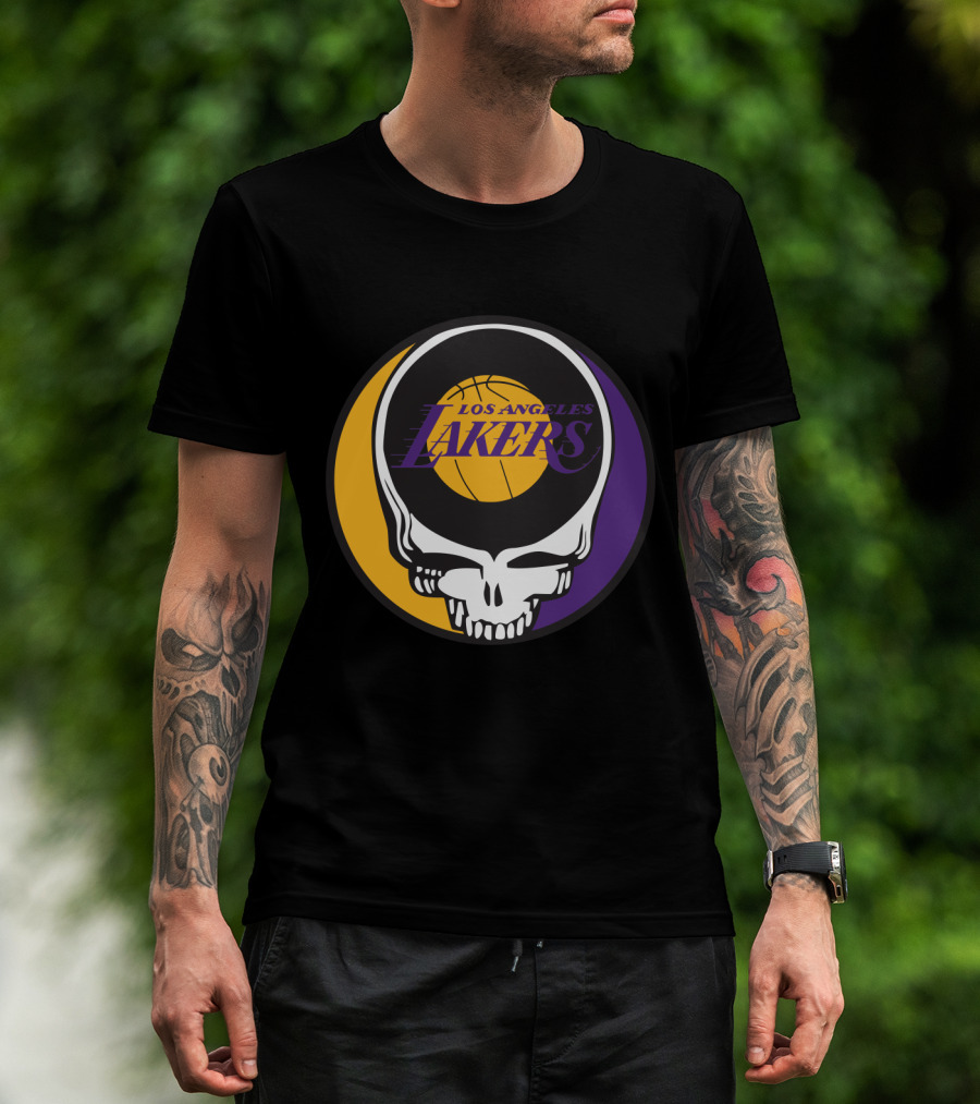 Grateful Dead Los Angeles Lakers Basketball Skull T-Shirt