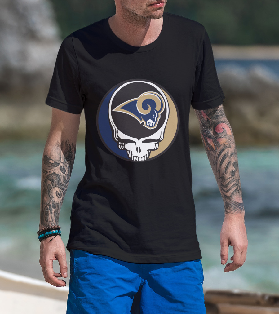 Grateful Dead Skull With Los Angeles Rams T-Shirt