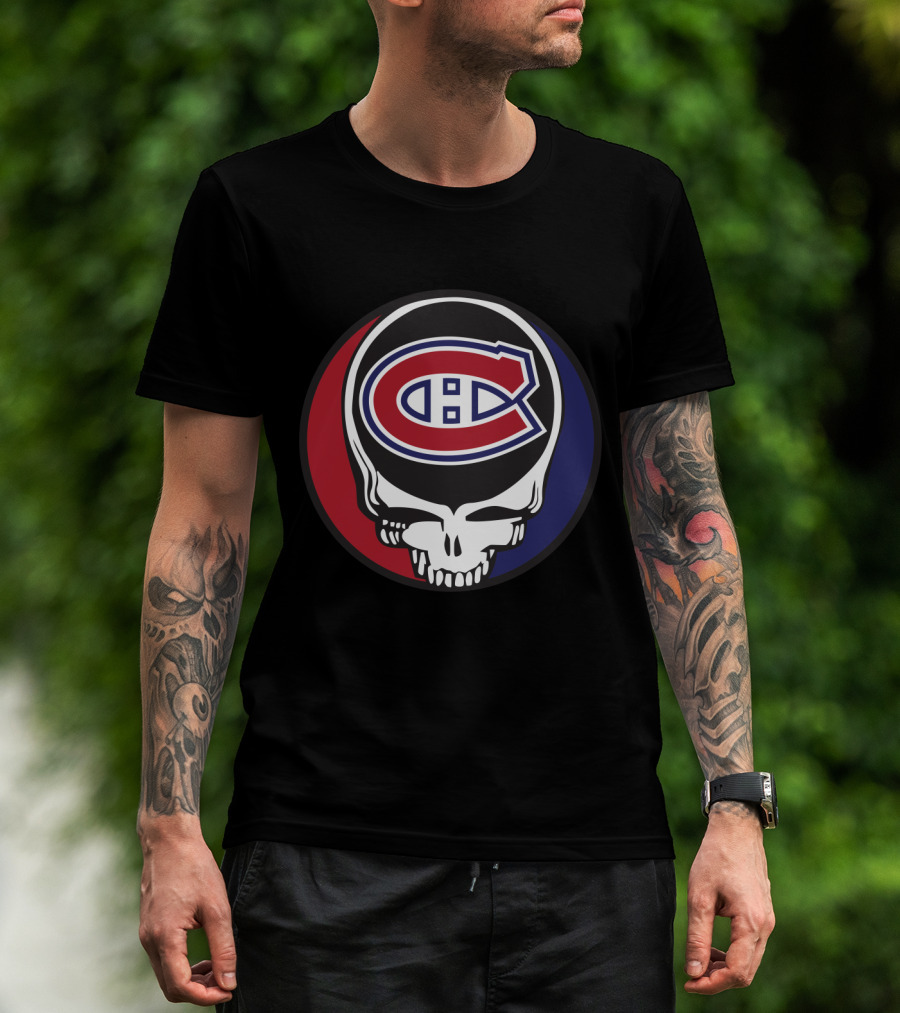 Grateful Dead Skull With Montreal Canadiens Logo For Fans T-Shirt