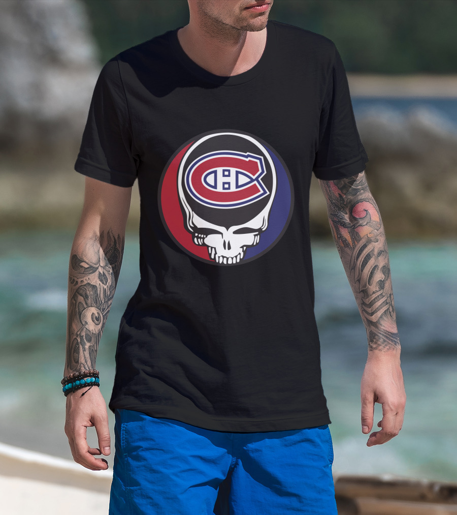 Grateful Dead Skull With Montreal Canadiens Logo For Fans T-Shirt