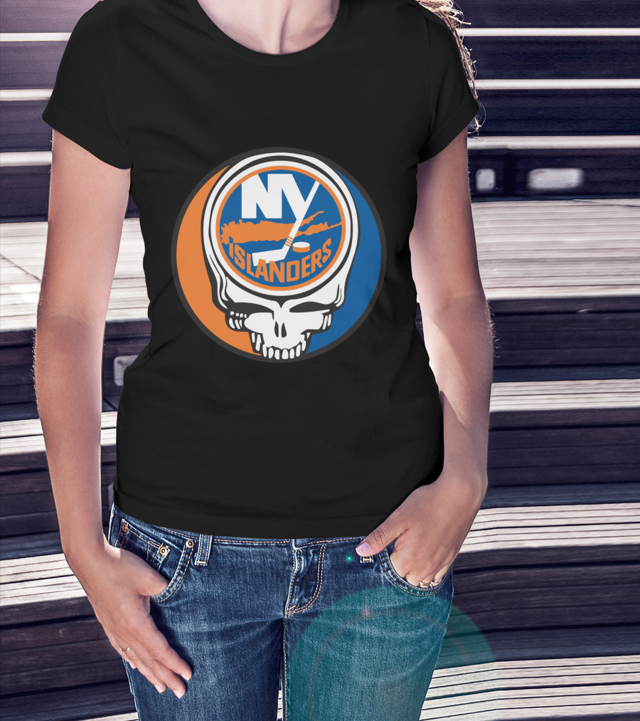 New York Islanders Grateful Dead Skull Logo Mashup T-Shirt
