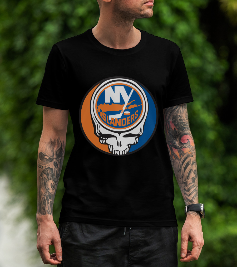 New York Islanders Grateful Dead Skull Logo Mashup T-Shirt