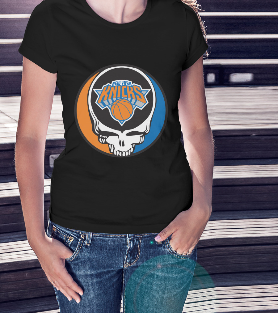 New York Knicks Grateful Dead Skull Basketball Fusion T-Shirt