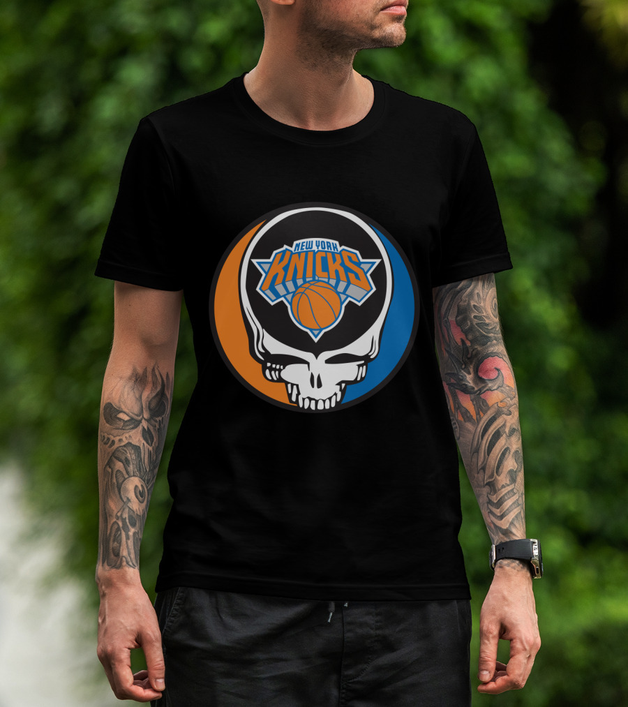 New York Knicks Grateful Dead Skull Basketball Fusion T-Shirt