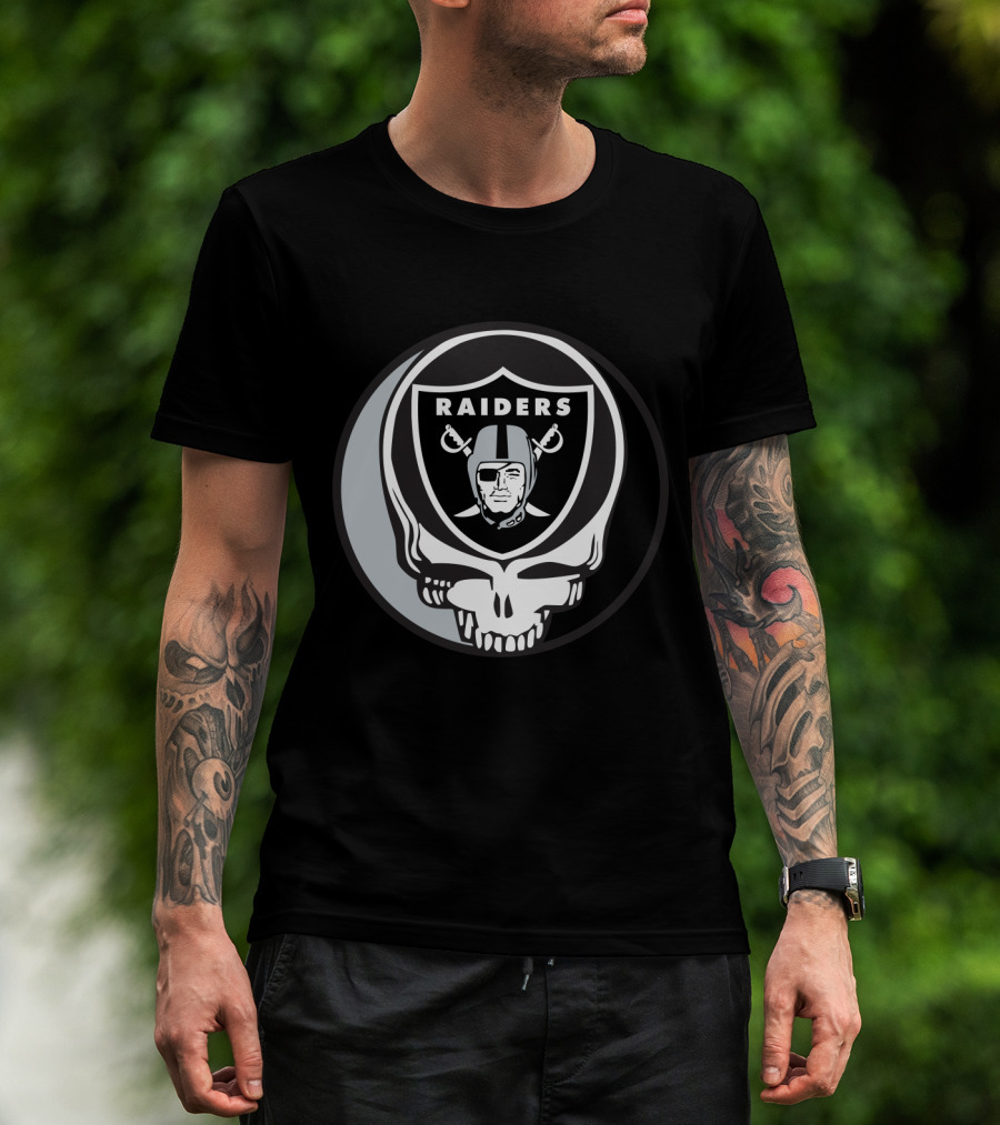 Grateful Dead Raiders Skull Logo For Oakland Raiders Fans T-Shirt