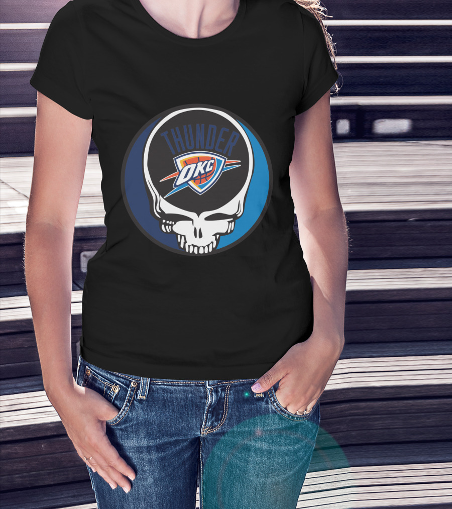Thunder Okc Basketball Skull Icon For Grateful Dead Oklahoma City Fans T-Shirt