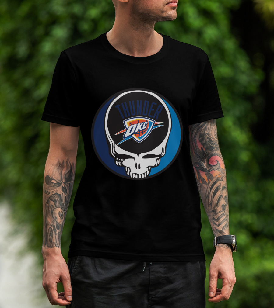 Thunder Okc Basketball Skull Icon For Grateful Dead Oklahoma City Fans T-Shirt