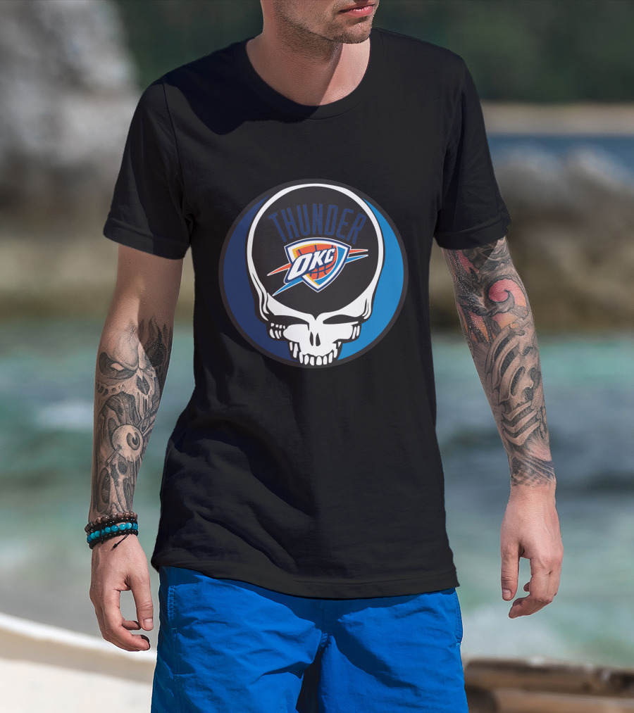 Thunder Okc Basketball Skull Icon For Grateful Dead Oklahoma City Fans T-Shirt