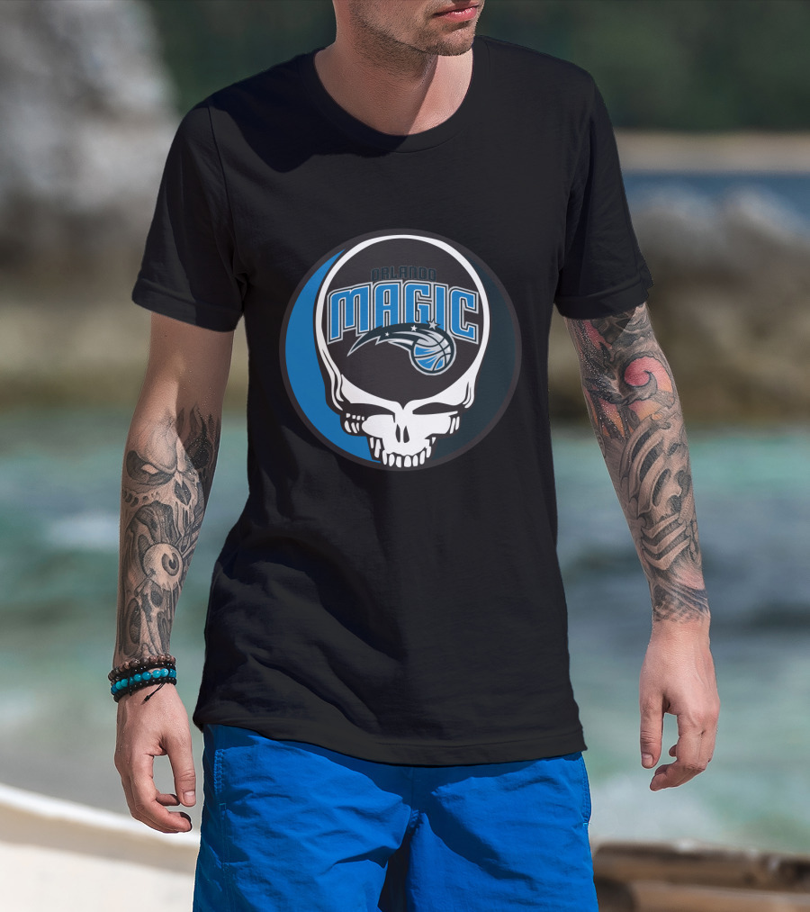 Orlando Magic Grateful Dead Steal Your Face Basketball Fusion T-Shirt