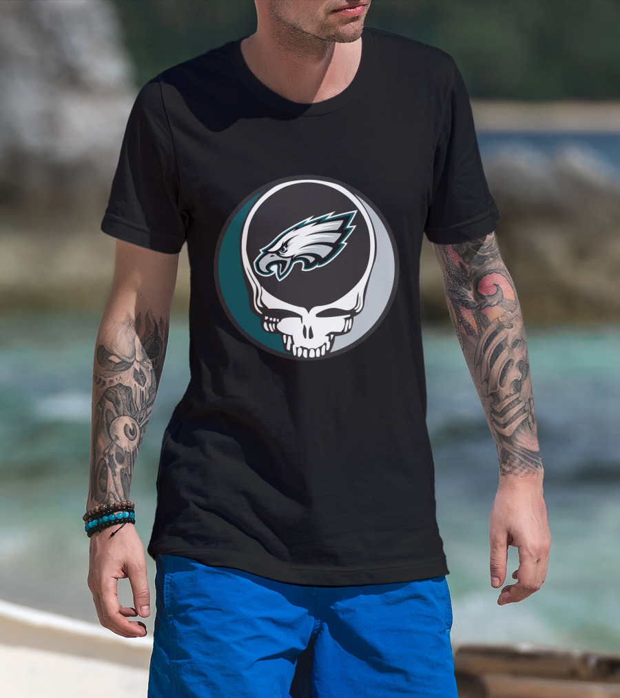 Grateful Dead Philadelphia Eagles Skull Logo Fusion T-Shirt