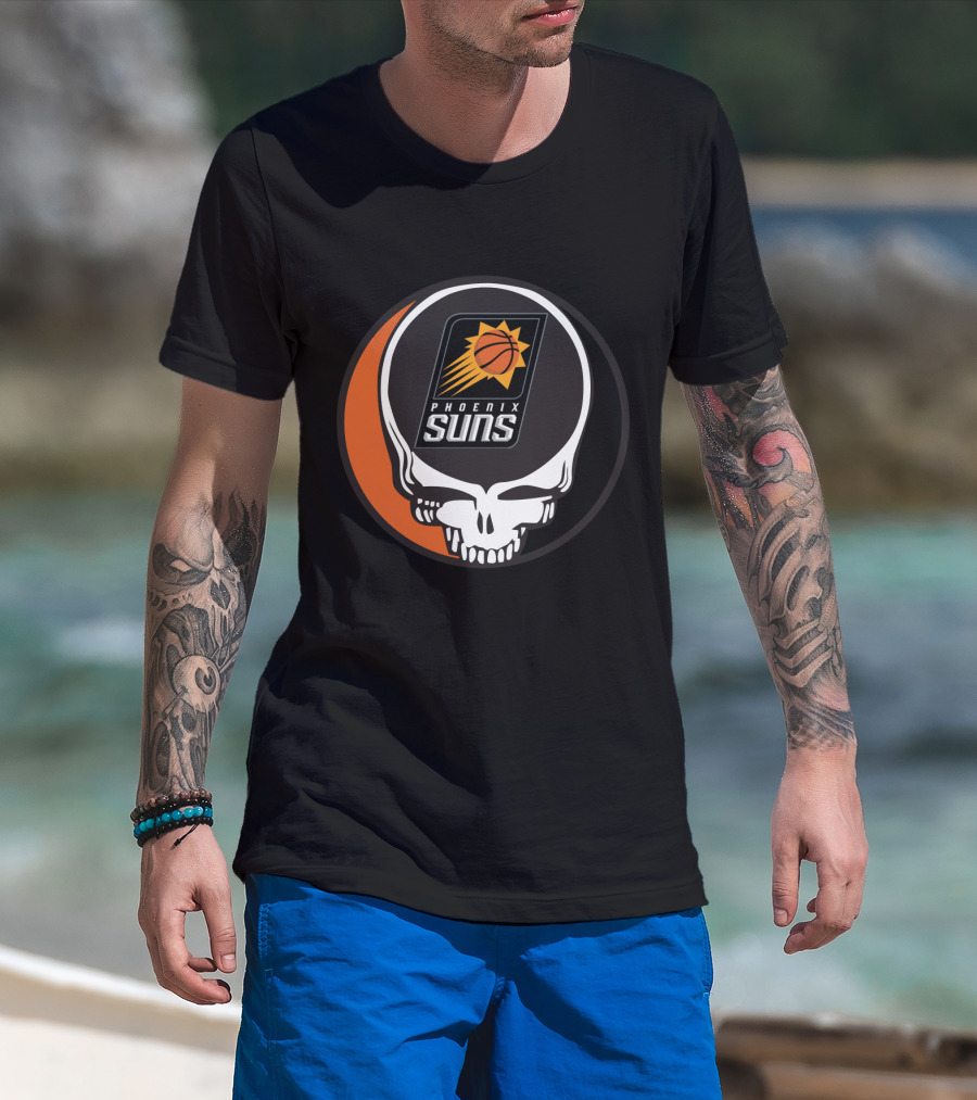 Grateful Dead Skull With Phoenix Suns Basketball T-Shirt