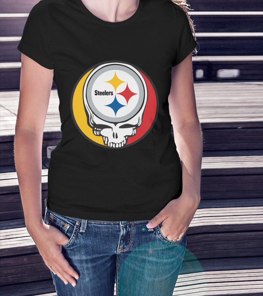Steelers Logo In Grateful Dead Skull Mashup For Pittsburgh Fans T-Shirt