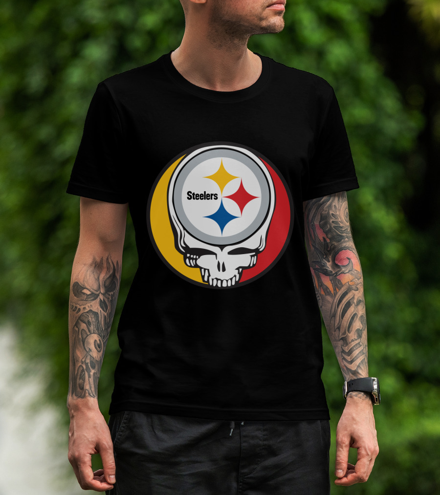 Steelers Logo In Grateful Dead Skull Mashup For Pittsburgh Fans T-Shirt