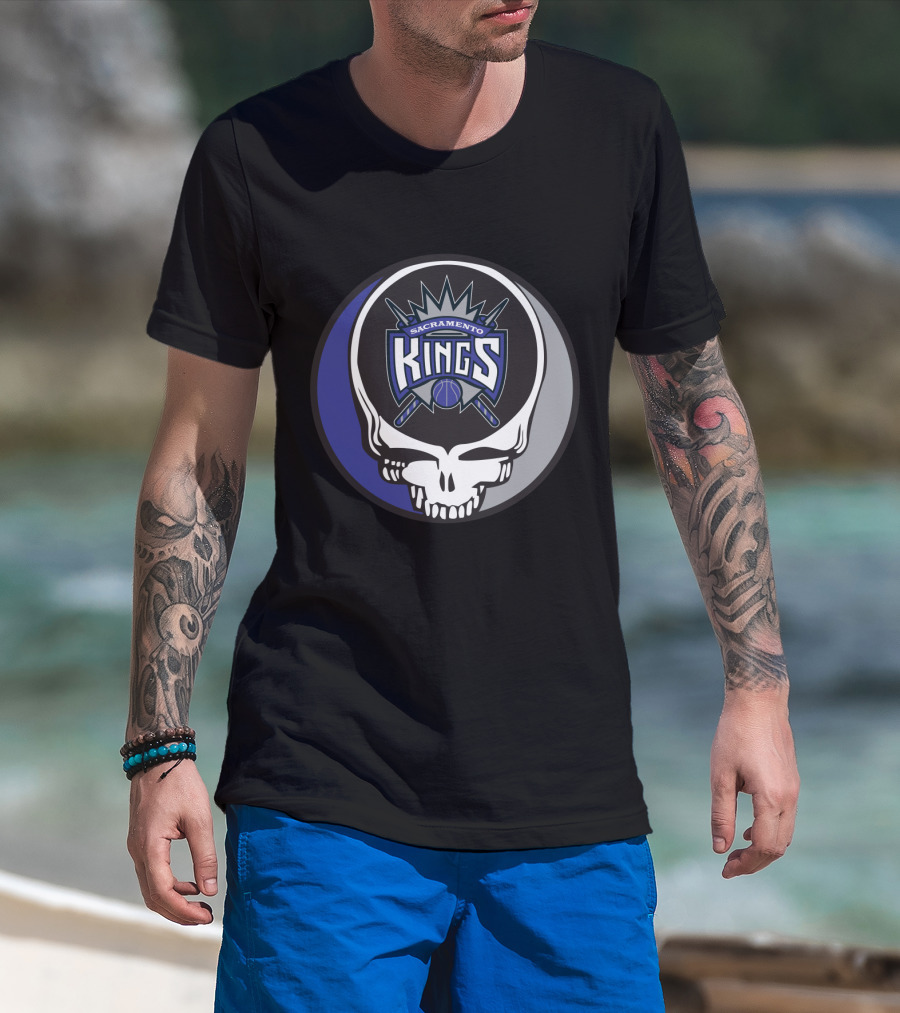 Grateful Dead Sacramento Kings Skull Logo Fusion T-Shirt