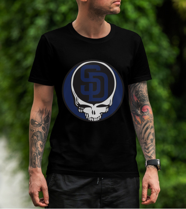 Grateful Dead San Diego Padres Fans Skull Logo Fusion T-Shirt
