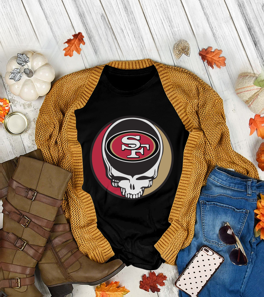 Grateful Dead Skull With San Francisco 49ers Sf Logo For Fans T-Shirt