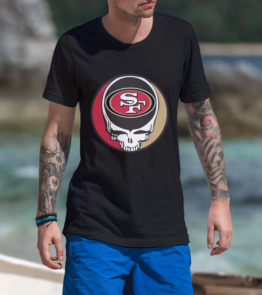 Grateful Dead Skull With San Francisco 49ers Sf Logo For Fans T-Shirt