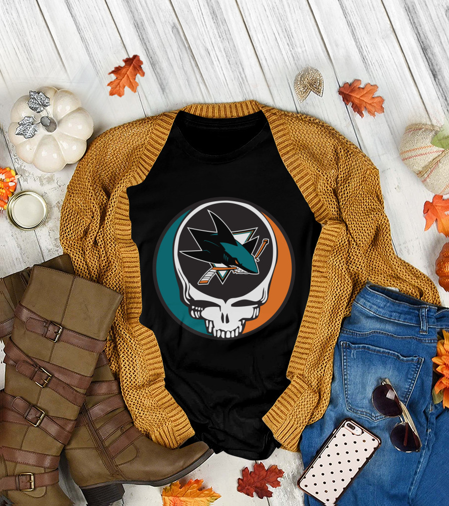 San Jose Sharks and Grateful Dead Skull Logo Fusion for Dedicated Fans T-Shirt