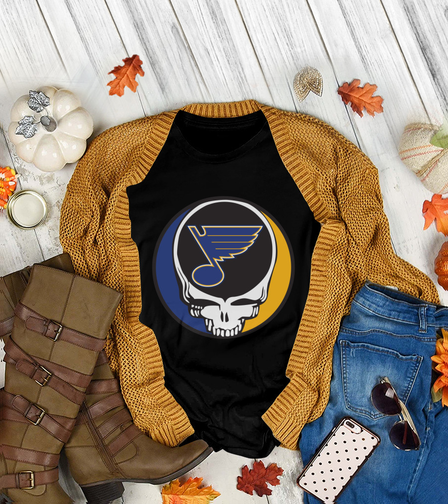 Grateful Dead St. Louis Blues Skull Logo Fusion T-Shirt