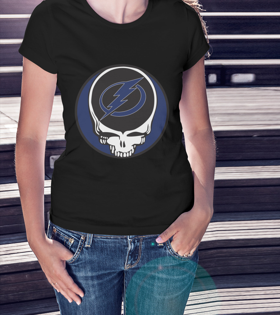 Grateful Dead Tampa Bay Lightning Fans Skull With Bolt T-Shirt