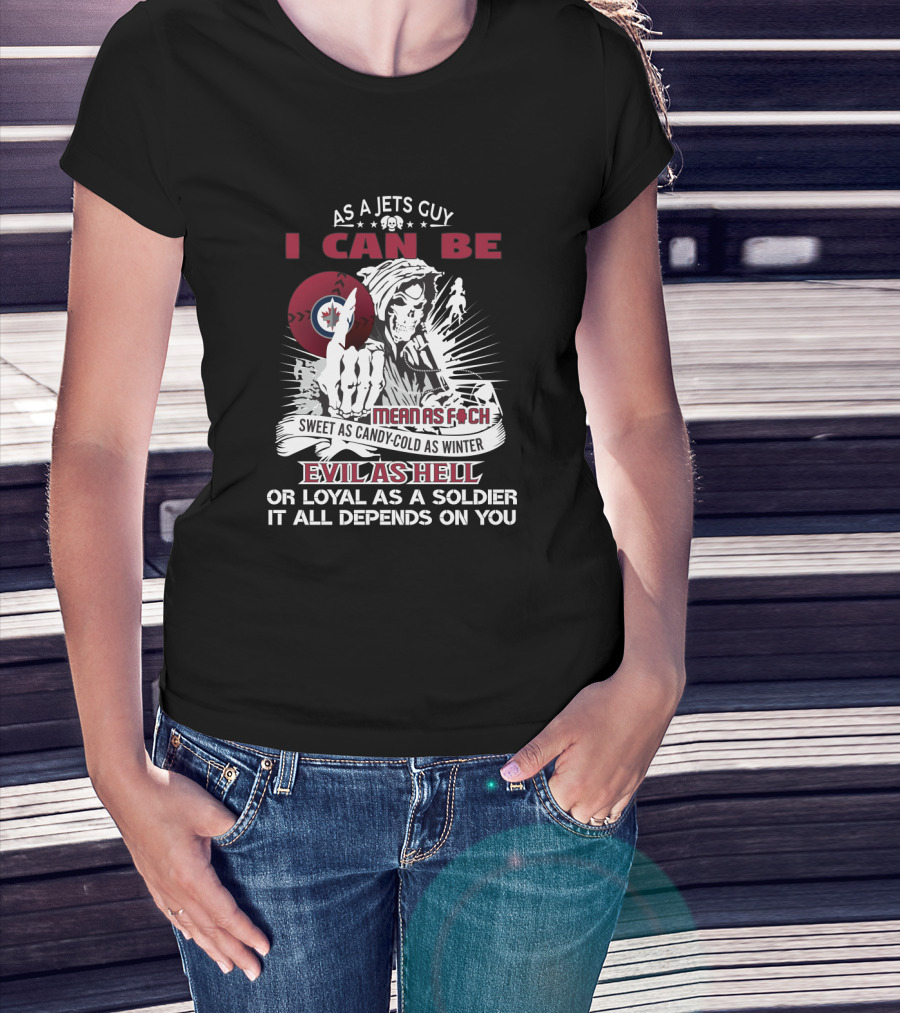 Winnipeg Jets Fan Slogan Featuring Grim Reaper Theme And Dual Nature Message T-Shirt