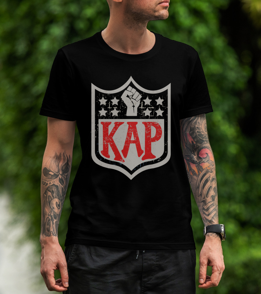 Kap Raised Fist Nfl Style Stars T-Shirt