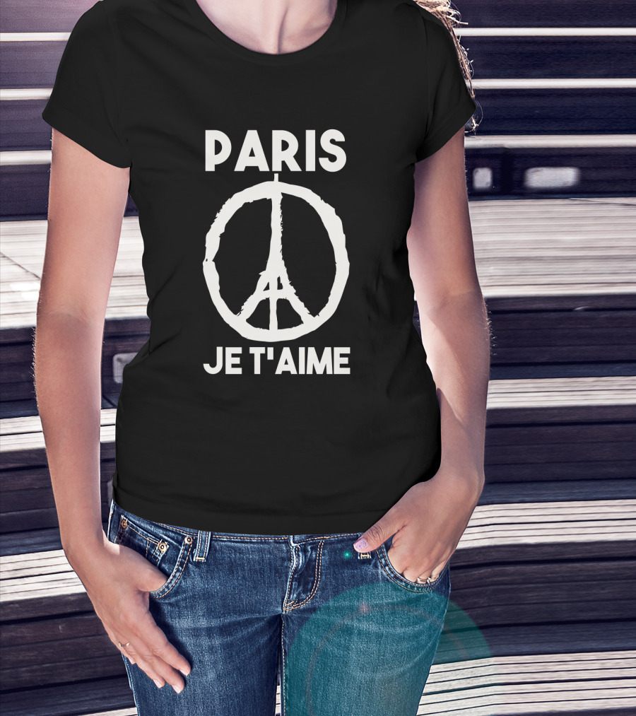 Paris Je T'aime Peace Symbol Eiffel Tower Integration T-Shirt