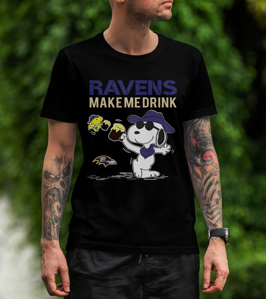 Ravens Make Me Drink Snoopy Baltimore Ravens Fans T-Shirt