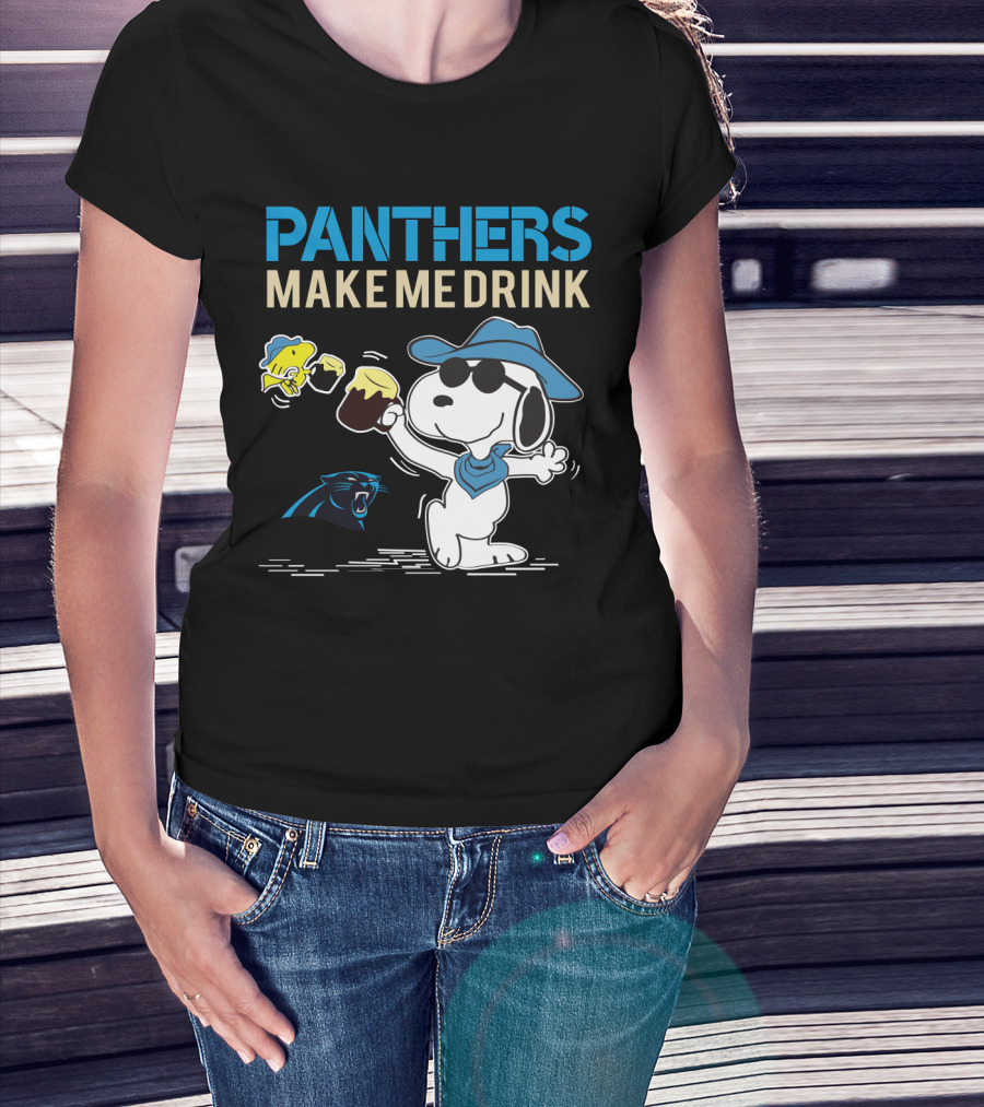Panthers Make Me Drink Snoopy Carolina Panthers Fans T-Shirt