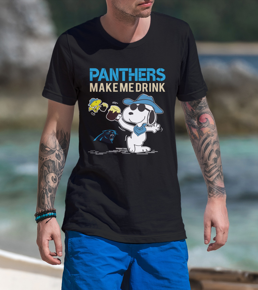 Panthers Make Me Drink Snoopy Carolina Panthers Fans T-Shirt
