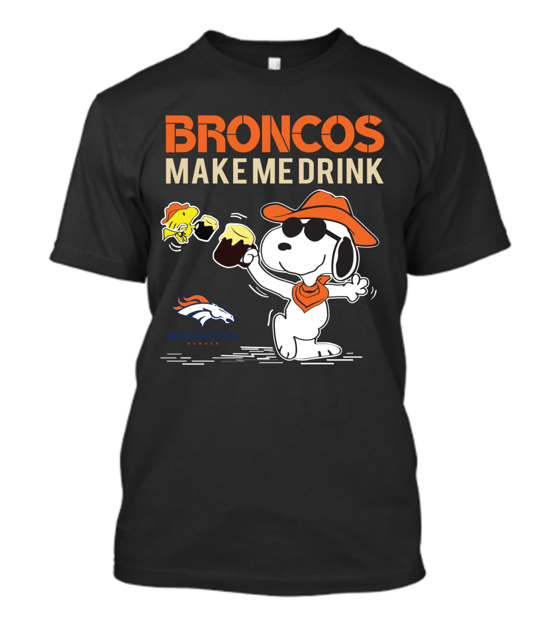 Snoopy Broncos Make Me Drink Denver Broncos Fans T-Shirt