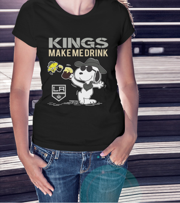 Snoopy Kings Make Me Drink Los Angeles Kings LA Fans T-Shirt