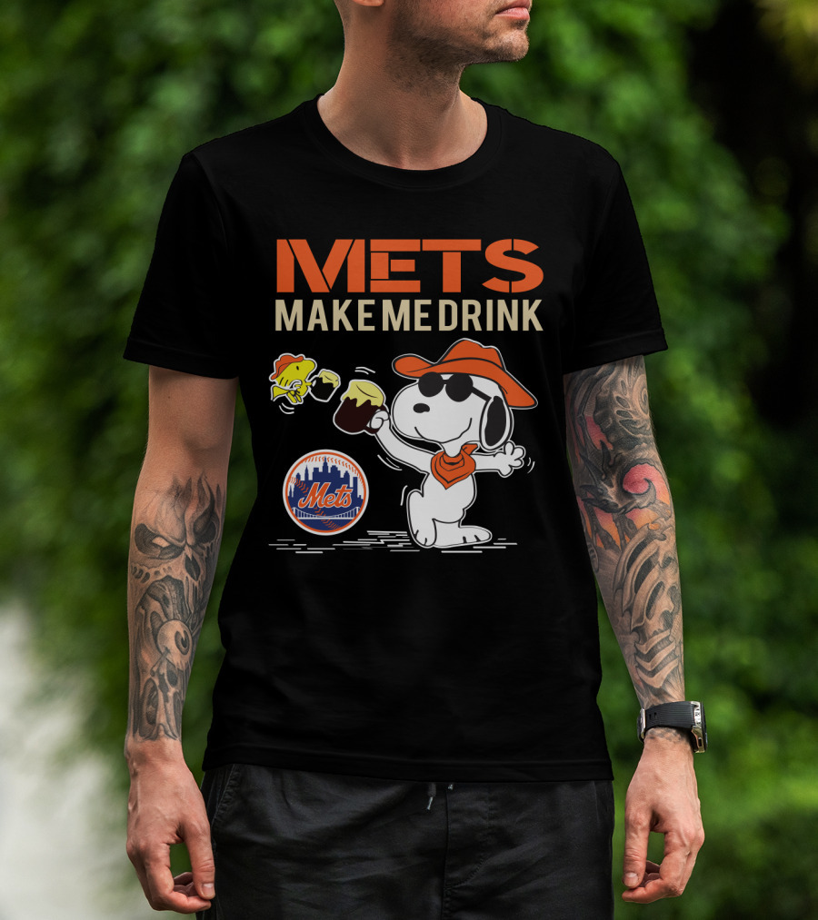 Snoopy Mets Make Me Drink New York Mets Fans T-Shirt