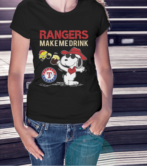 Texas Rangers Snoopy Makes Me Drink T-Shirt