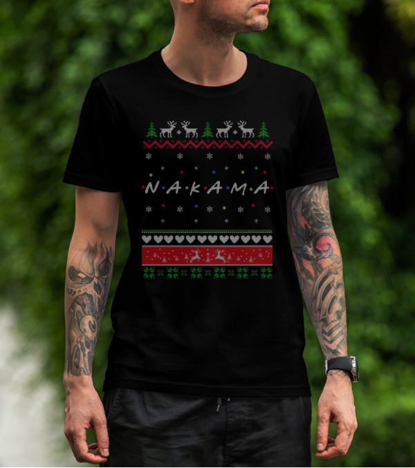 Nakama Holiday Sweater Friends TV Show Style Reindeer And Evergreen T-Shirt