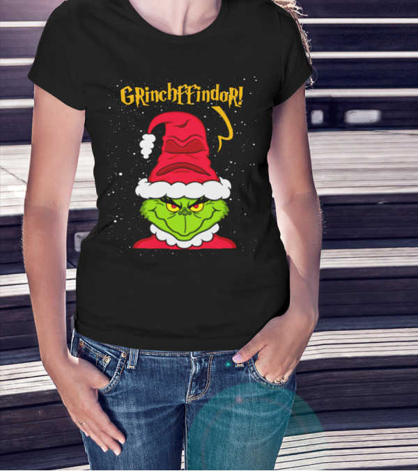 Grinche FFindor Grinch Santa Hat Snowflakes Christmas T-Shirt