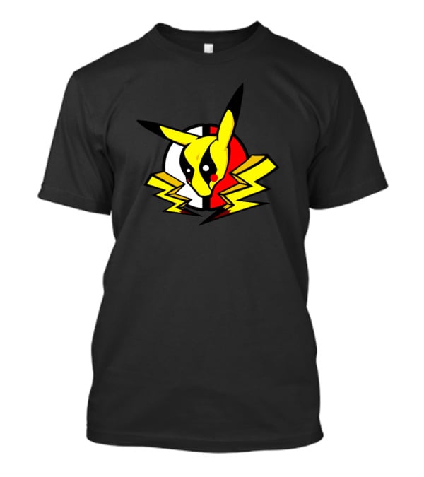 Pikachu Deadpool Crossover Icon On Black T-Shirt