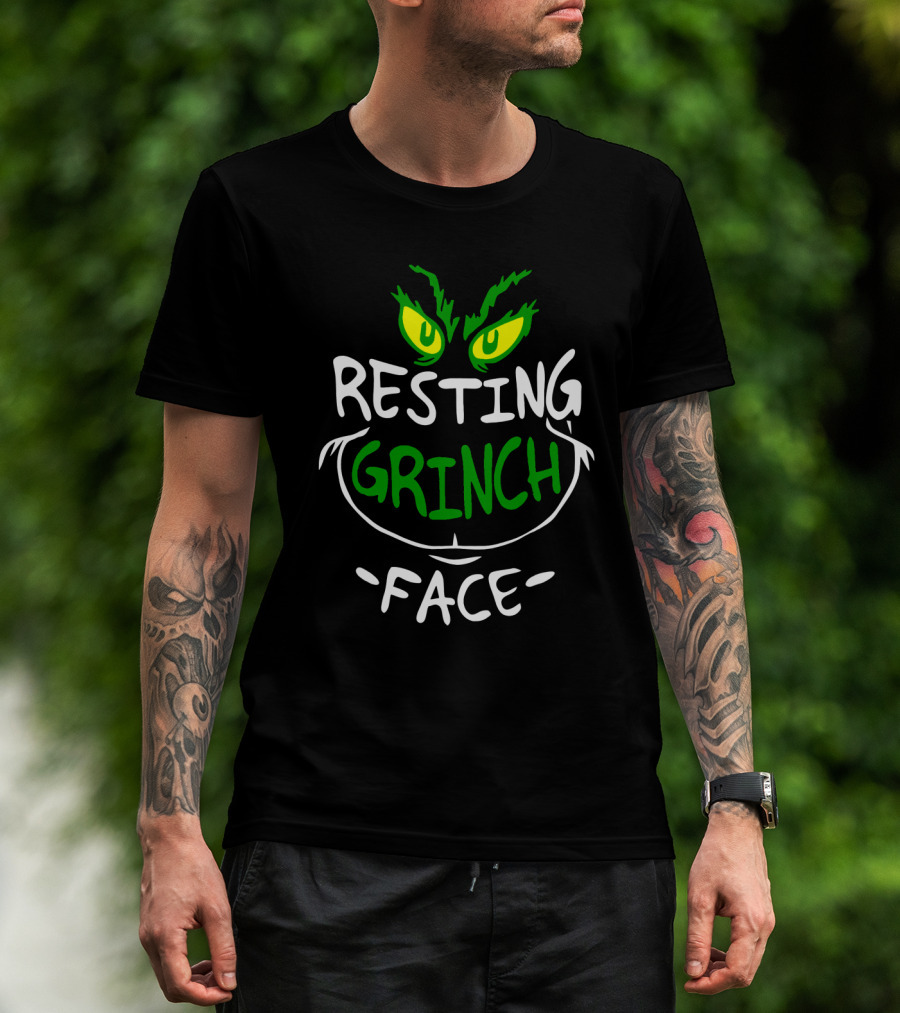 Resting Grinch Face Christmas Grinch Eyes And Smile T-Shirt
