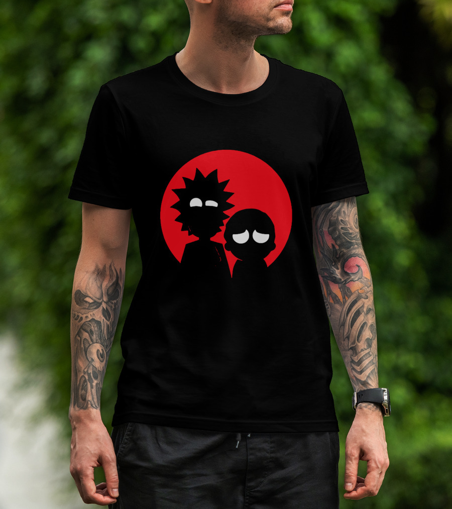 Rick And Morty Silhouette Red Sun Circle T-Shirt
