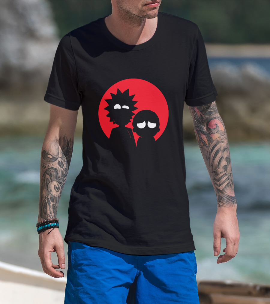 Rick And Morty Silhouette Red Sun Circle T-Shirt