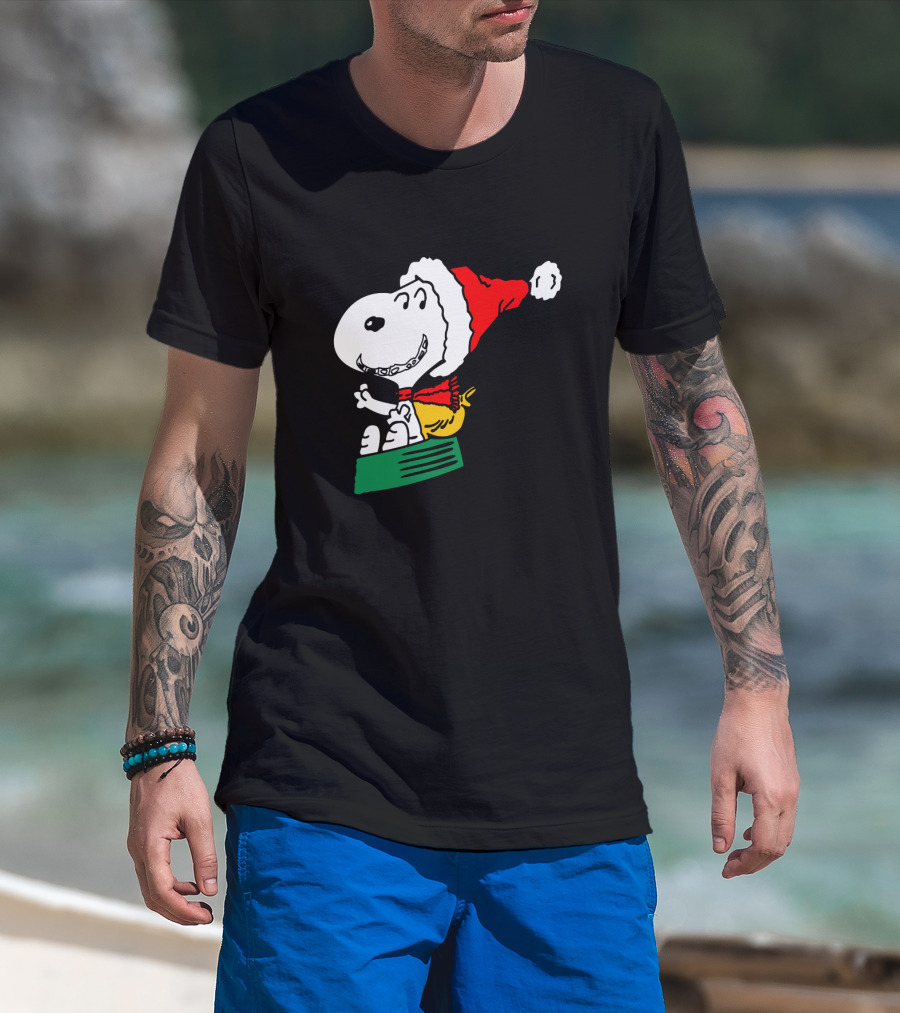 Snoopy Santa Sleigh Holiday Fun T-Shirt