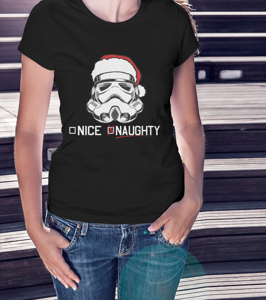 Star Wars Stormtrooper Santa Hat Naughty List Christmas Holiday Humor T-Shirt