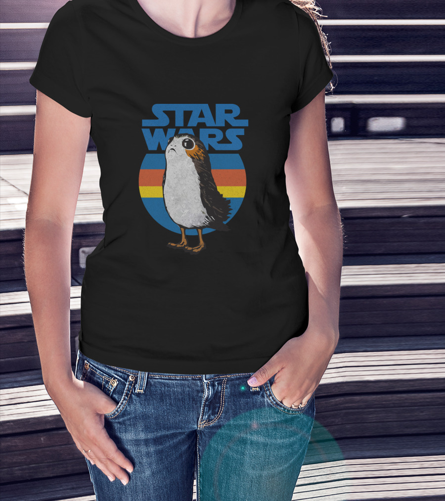 Star Wars The Last Jedi Porg Retro Stripe T-Shirt