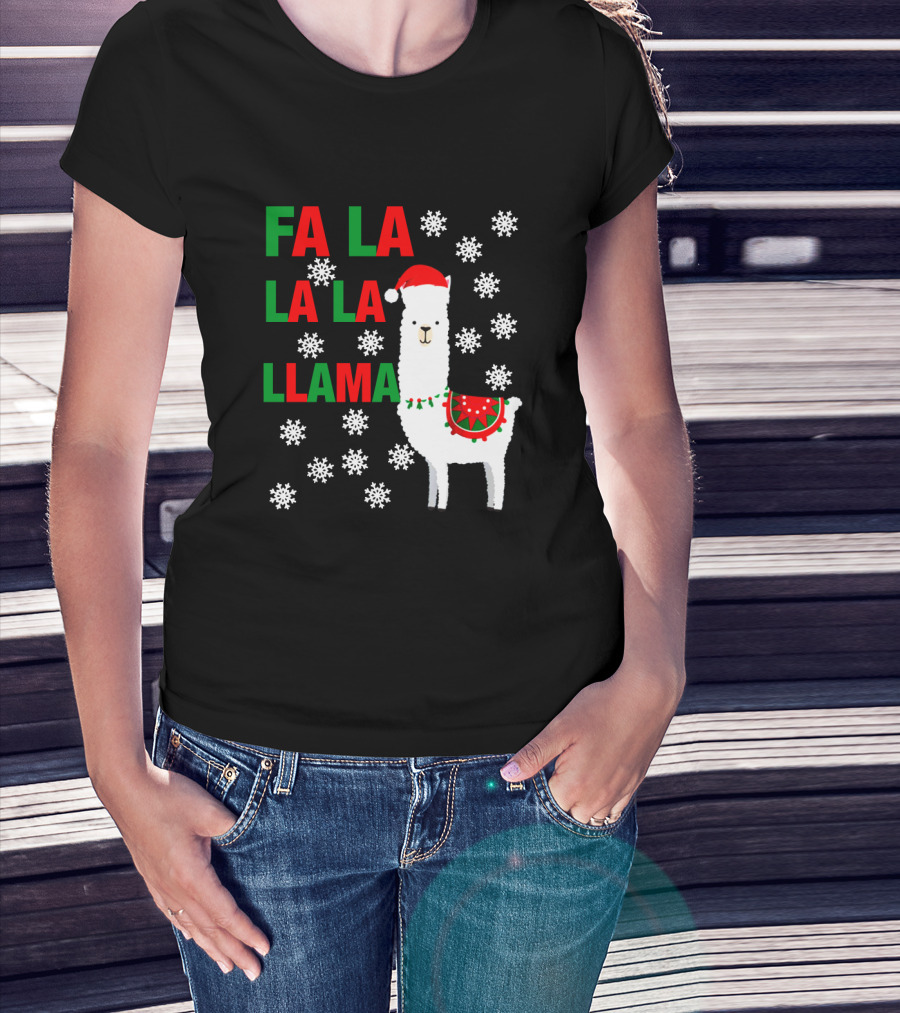 Fa La La La Llama Christmas Snowflake Holiday T-Shirt
