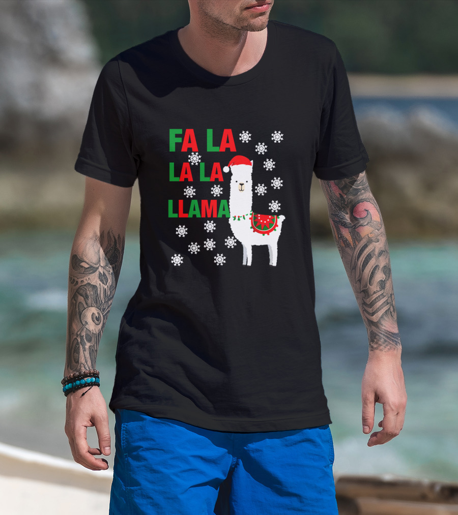 Fa La La La Llama Christmas Snowflake Holiday T-Shirt
